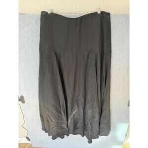 Madewell Circle Midi Skirt in Crepe de Chine Black Women's Size 14 NWT